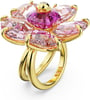 SWAROVSKI Florere Cocktail Ring Flower Motif with Pink Crystals on a GoldTone Finished Double BandUS Size 5 EU 50