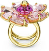 SWAROVSKI Florere Cocktail Ring Flower Motif with Pink Crystals on a GoldTone Finished Double BandUS Size 5 EU 50