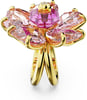 SWAROVSKI Florere Cocktail Ring Flower Motif with Pink Crystals on a GoldTone Finished Double BandUS Size 8 EU 58