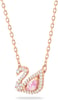 SWAROVSKI Dazzling Swan Jewelry Collection Blue Crystals Pink Crystals Clear CrystalsPendant Necklace  Rose Gold Tone