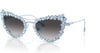 Swarovski Womens Sk 7011 with Crystal Clipon Butterfly SunglassesLight Blue MatteGrey Gradient