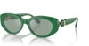 Swarovski Womens Sk6002 Oval SunglassesDark GreenAzure Internal Mirrored Silver