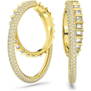 Swarovski Rota Bangle and Earrings Jewelry Collection with Mixed Cut Clear CrystalsGold Tone Earrings