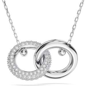 SWAROVSKI Dextera Pendant Necklace with Interlocking Loop and Clear CrystalsWhite