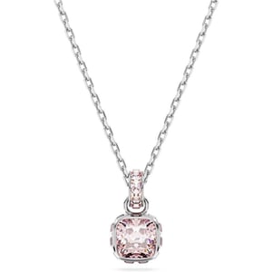 Swarovski Birthstone pendant Square cut June Pink Rhodium FinishedSwarovski Birthstone pendant Square cut June Pink Rhodium Finished