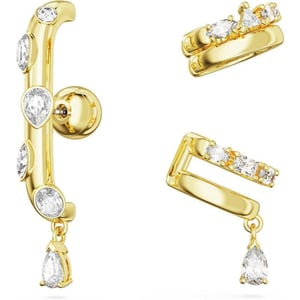 Swarovski Dextera Ear Cuffs and Pierced Earring Set Clear MixedCut Stones in a GoldTone Finished Setting Part of the Swarovski Dextera CollectionSwarovski Dextera Ear Cuffs and Pierced Earring Set Clear MixedCut Stones in a GoldTone Finished Setting Part of the Swarovski Dextera Collection