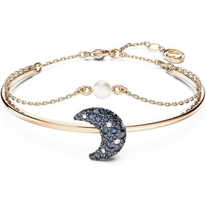 Swarovski Luna Bangle Bracelet Crescent Moon Motif with Dark Pav Stones in Rose GoldTone Finish Part of the Luna CollectionSwarovski Luna Bangle Bracelet Crescent Moon Motif with Dark Pav Stones in Rose GoldTone Finish Part of the Luna Collection