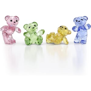 SWAROVSKI Kris Bear 30th Anniversary Figurine Set 4 Small Bears in Pink Green Yellow and Blue Crystal Part of The Kris Bear Collection30th Anniversary Set