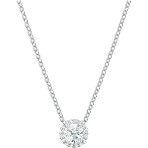 Swarovski Angelic Pendant with Circular Clear Crystal and Clear Crystal Pav on a Rhodium Plated ChainPendant Necklace