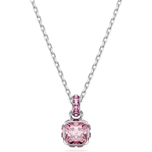 Swarovski Birthstone pendant Square cut October Pink Rhodium FinishedSwarovski Birthstone pendant Square cut October Pink Rhodium Finished