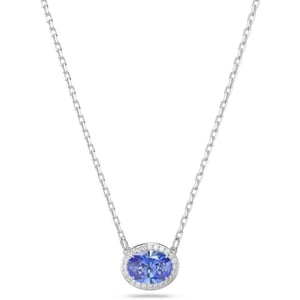 Swarovski Constella Pendant Necklace Blue OvalCut Stone and Clear Pav Crystals in a Rhodium Finished Setting Part of the Constella CollectionSwarovski Constella Pendant Necklace Blue OvalCut Stone and Clear Pav Crystals in a Rhodium Finished Setting Part of the Constella Collection