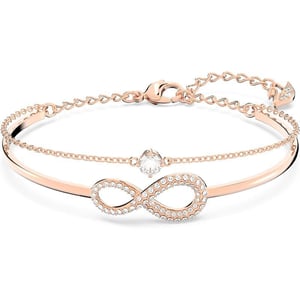 SWAROVSKI Infinity Twist Jewelry Collection Bracelets amp Necklaces Rhodium amp Rose Gold Tone Finish Clear CrystalsBangle Bracelet  Rose Gold Tone