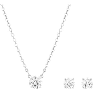 Swarovski Crystal Jewelry Set Collection featuring Necklaces and EarringsRhodium Finish Clear Crystal