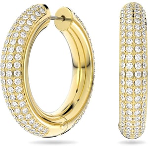 Swarovski Dextera Crystal Pav Hoop Earrings Jewelry CollectionMedium Hoop  Gold Tone Finish