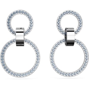 Swarovski Hollow Collection Hoop EarringsBlue  Rhodium Finish