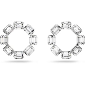 SWAROVSKI Womens Millenia Circle Earrings Rhodium FinishHoop Earrings  Clear Crystals