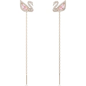 SWAROVSKI Dazzling Swan Jewelry Collection Blue Crystals Pink Crystals Clear CrystalsPierced Earrings  Rose Gold Tone