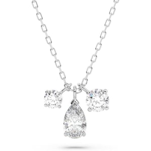 Swarovski Attract Pear Jewelry Collection Rhodium Finish Clear CrystalsPendant Necklace