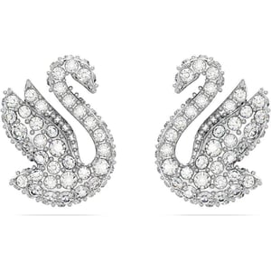 Swarovski Iconic Swan Crystal Necklace Earrings Bracelet Jewelry Collection Clear Crystals on a Rhodium Tone FinishStud Earrings