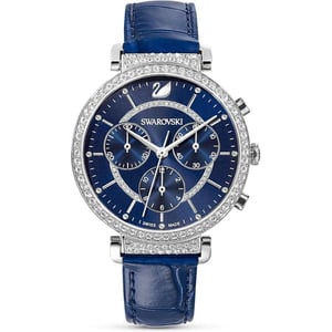 Swarovski Passage Chrono Crystal Watch Collection Leather StrapBlue