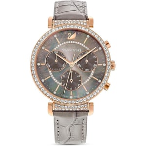 Swarovski Passage Chrono Crystal Watch Collection Leather StrapGray