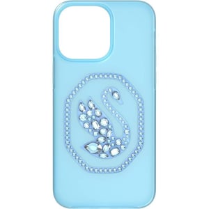 Swarovski Signum Smartphone Case for iPhone 13 Pink with Swarovski Swan Motif and Pink Swarovski Crystals Part of the Swarovski Signum CollectioniPhone Pro Max Blue