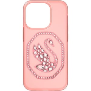 Swarovski Signum Smartphone Case for iPhone 13 Pink with Swarovski Swan Motif and Pink Swarovski Crystals Part of the Swarovski Signum CollectioniPhone 14 Pro Pink