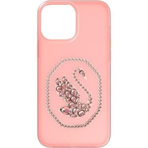 Swarovski Signum Smartphone Case for iPhone 13 Pink with Swarovski Swan Motif and Pink Swarovski Crystals Part of the Swarovski Signum CollectioniPhone 13 Pro Max Pink Crystals