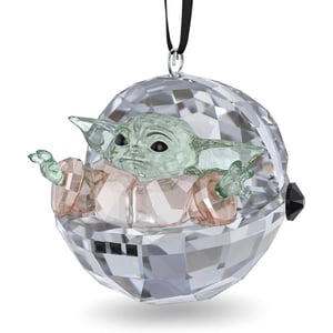 Swarovski The Child Mandalorian Figurine Green and Gold Tone Crystals Part of the Swarovski Star Wars CollectionGrogu Ornament