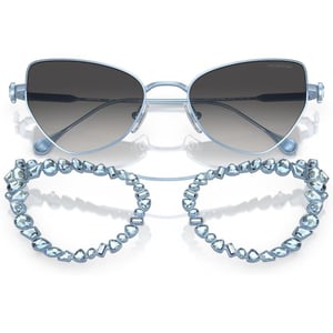 Swarovski Womens Sk 7011 with Crystal Clipon Butterfly SunglassesLight Blue MatteGrey Gradient