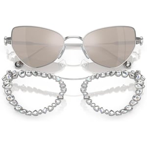 Swarovski Womens Sk 7011 with Crystal Clipon Butterfly SunglassesSilverClear Mirrored Real Platinum