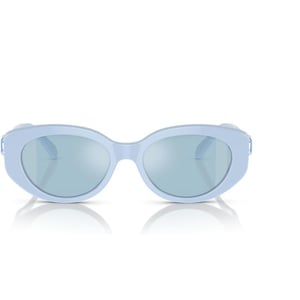 Swarovski Womens Sk6002 Oval SunglassesLight BlueLight Blue Mirrored Silver