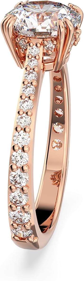 Swarovski Constella Cocktail Ring Jewelry Collection Princess Cut Clear CrystalsRose Gold Tone Finish US 9EU 60