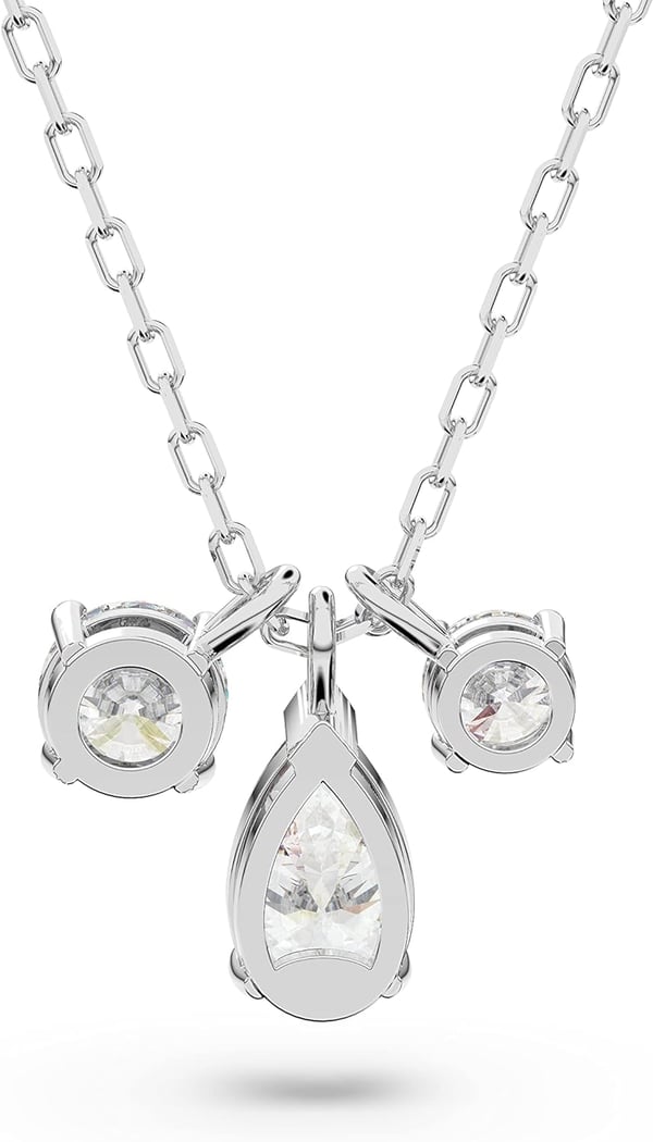 Swarovski Attract Pear Jewelry Collection Rhodium Finish Clear CrystalsPendant Necklace