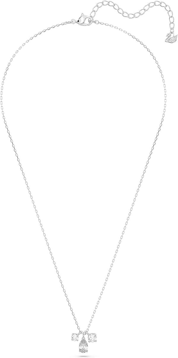 Swarovski Attract Pear Jewelry Collection Rhodium Finish Clear CrystalsPendant Necklace