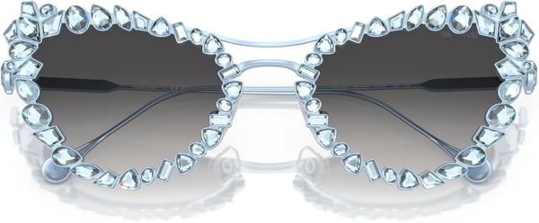 Swarovski Womens Sk 7011 with Crystal Clipon Butterfly SunglassesLight Blue MatteGrey Gradient