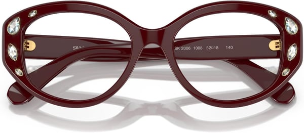 Swarovski Womens Sk2006 Cat Eye Prescription Eyewear FramesRed BurgundyDemo Lens