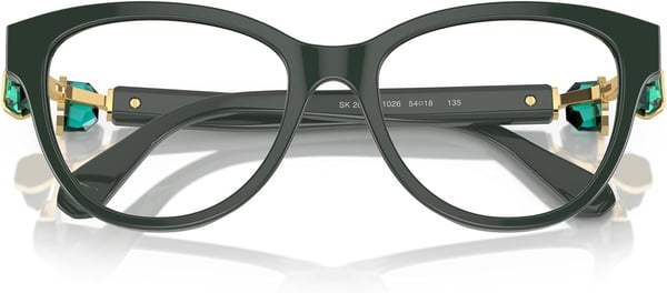 Swarovski Womens Sk2004f Low Bridge Fit Round Prescription Eyewear FramesDark GreenDemo Lens