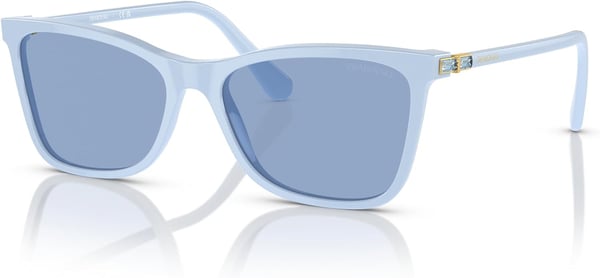 Swarovski Womens Sk6004 Rectangular SunglassesClear BlueLight Blue Mirrored Silver