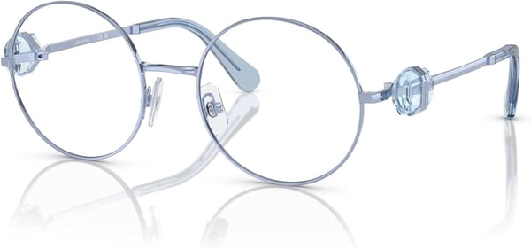 Swarovski Womens Sk1001 Round Prescription Eyewear FramesLight BlueDemo Lens