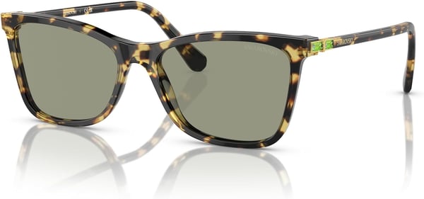 Swarovski Womens Sk6004 Rectangular SunglassesHavanaDark Green