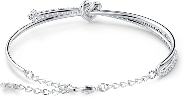 SWAROVSKI Womens Lifelong Heart Crystal Jewelry Collection Rhodium Tone FinishBangle Bracelet