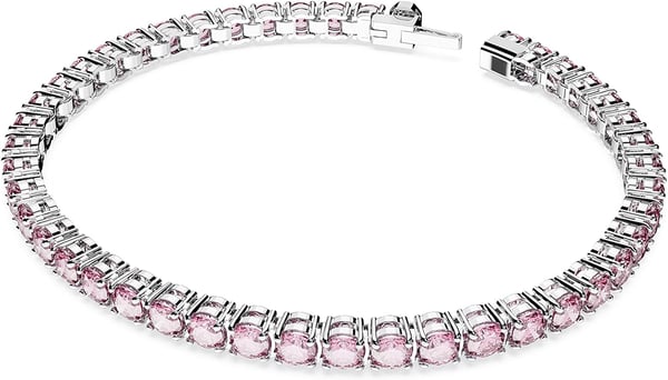 Swarovski Matrix Tennis Bracelet Collection Pink Crystals Blue Crystals Clear Crystals Round Cut Rhodium Finish Gold Tone Finish Rose Gold Tone FinishPink Medium