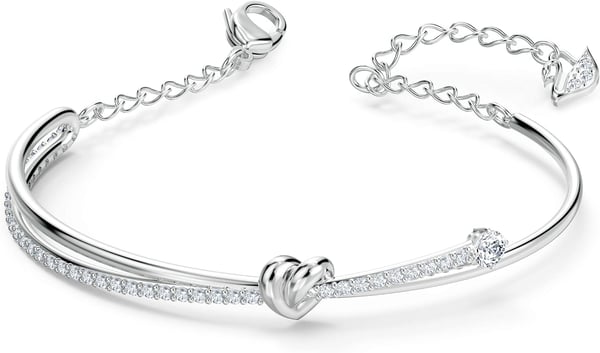 SWAROVSKI Womens Lifelong Heart Crystal Jewelry Collection Rhodium Tone FinishBangle Bracelet