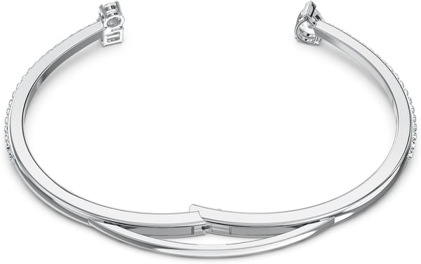 SWAROVSKI Attract Cuff Bracelet Jewelry Collection Rhodium Tone Finish Clear CrystalsMedium