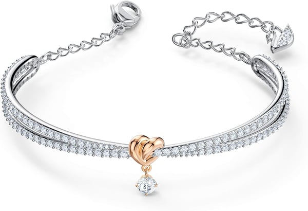 SWAROVSKI Lifelong Heart Necklace Earrings and Bracelet Crystal Jewelry Collection Rose Gold amp Rhodium Tone FinishBangle Bracelet