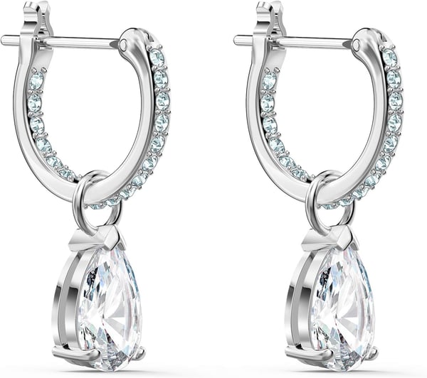 Swarovski Attract Necklace Earring and Bracelet Crystal Jewelry Collection Rhodium Tone FinishHoop Earrings