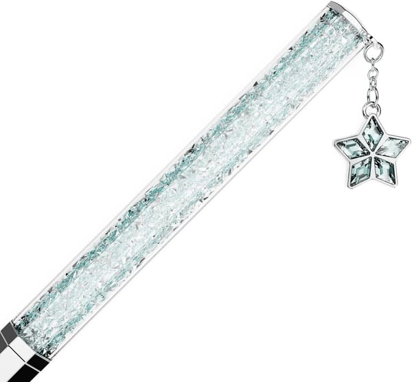 SWAROVSKI Crystalline Ballpoint Pen Chrome Finish with Light Blue Crystals and Hanging Star Charm Part of the Crystalline CollectionBlue