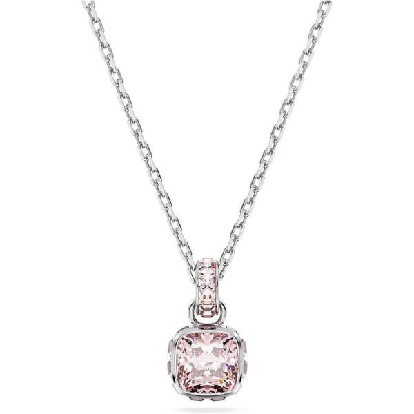 Swarovski Birthstone pendant Square cut June Pink Rhodium FinishedSwarovski Birthstone pendant Square cut June Pink Rhodium Finished