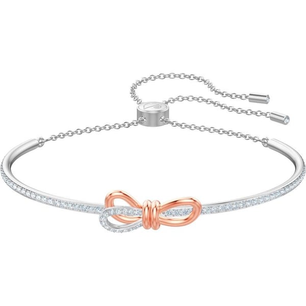 Swarovski Lifelong Bow Necklace and Bracelet Jewelry Collection Clear Crystals Rhodium FinishBangle Bracelet